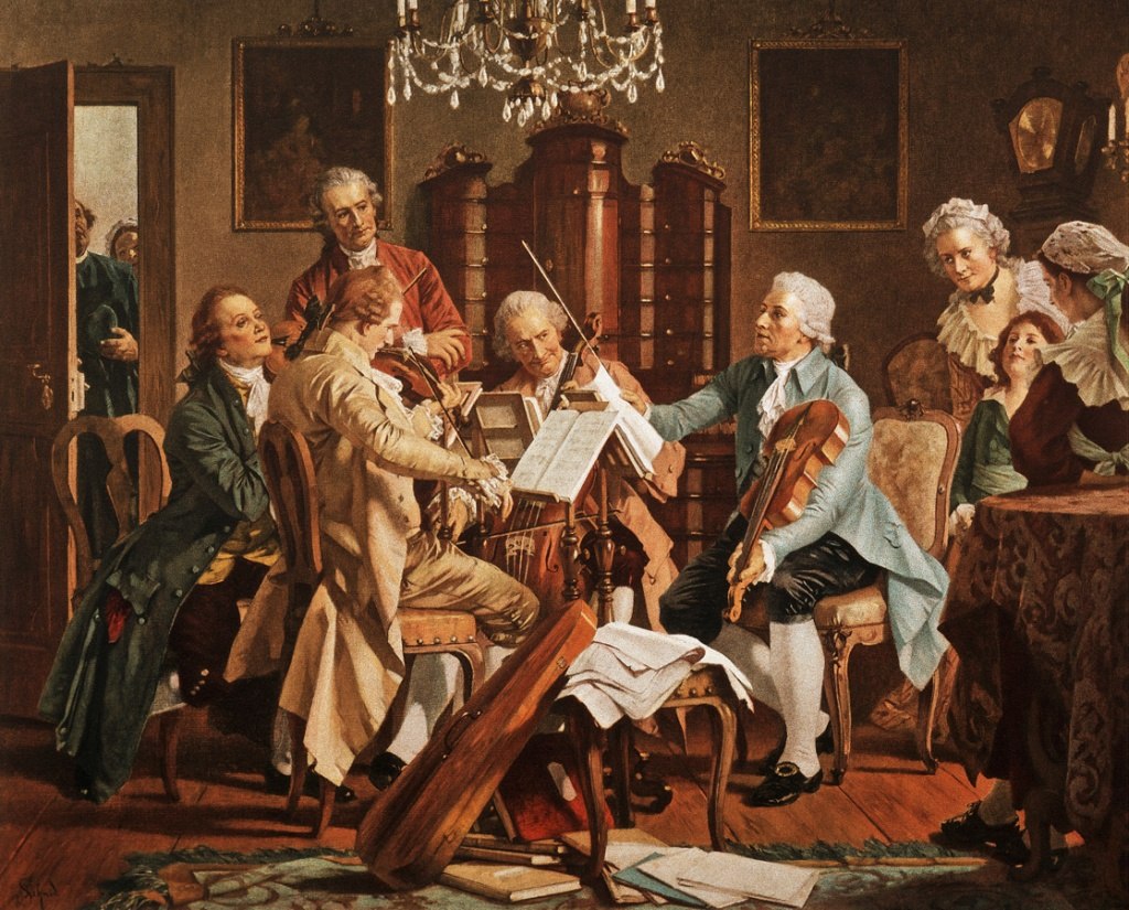 Joseph Haydn playing quartets Anonymous - painting from the StaatsMuseum, Vienna